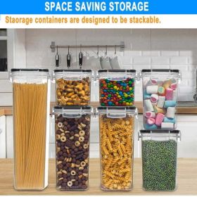 Food Storage Containers, Pantry Organization and Storage ,7 Pieces BPA Free Plastic Airtight Kitchen Organization and Storage with Lock Lids . Labels