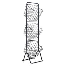 3-Tier Fruit Basket Stand with Adjustable Heights