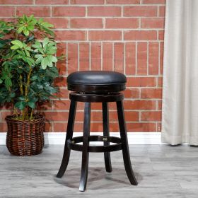 30" Bar Stool, Espresso Finish, Black Leather Seat