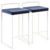 Fuji Contemporary Stackable Counter Stool in White with Blue Velvet Cushion by LumiSource - Set of 2