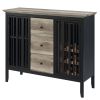 ACME Zudora Server, Antique Oak & Black Finish DN01759