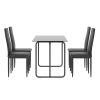 5-piece Rectangle Dining Table Set with Metal Frame, Tempered Glass Dining Table for Kitchen Room, Black