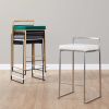 Fuji Contemporary Stackable Counter Stool in White with Grey Faux Leather Cushion by LumiSource - Set of 2