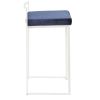 Fuji Contemporary Stackable Counter Stool in White with Blue Velvet Cushion by LumiSource - Set of 2