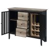 ACME Zudora Server, Antique Oak & Black Finish DN01759