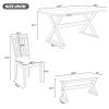 TREXM 6-Piece Rustic Dining Set, Rectangular Trestle Table and 4 Upholstered Chairs & Bench for Dining Room (Gray)