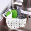 Kitchen Beige Double Sink Draining Hanging Bag Shelf Sponge Rack Sink Storage Hanging Basket Draining Rack